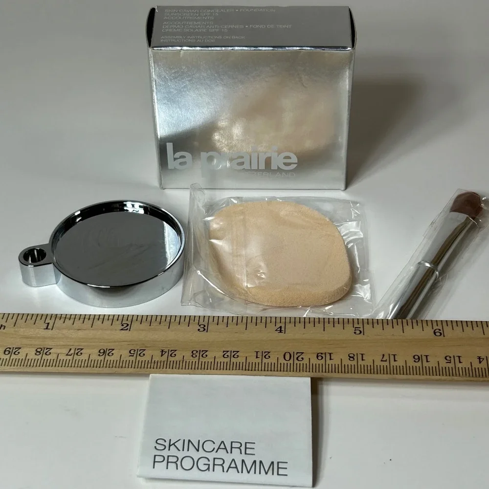 La Prairie Skin Caviar Concealer Foundation Accessory Set ONLY Brush Sponge Stan